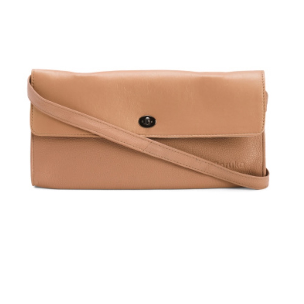 SORUKA Leather Julie Metallic Clutch. MSRP $69.99